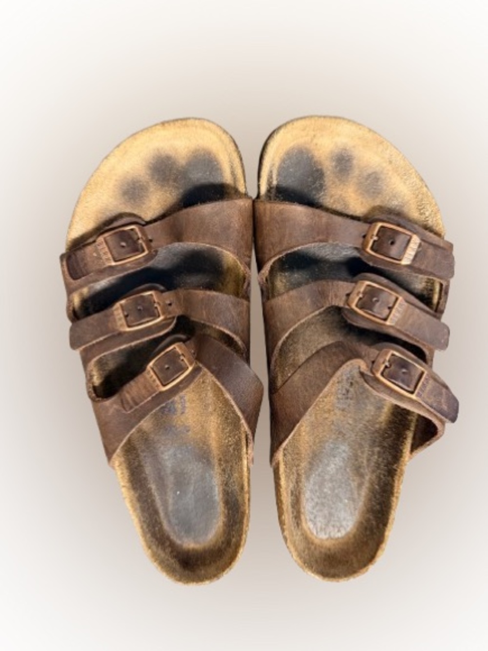 Birkenstock Florida Oiled Leather Triple Strap Sandals Cork Footbed Size Unknown